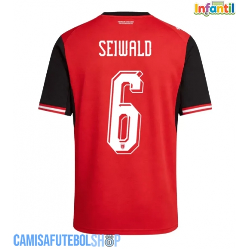 Camisa de time de futebol Áustria Nicolas Seiwald #6 Replicas 1º Equipamento Infantil Mundo 2026 Manga Curta (+ Calças curtas)